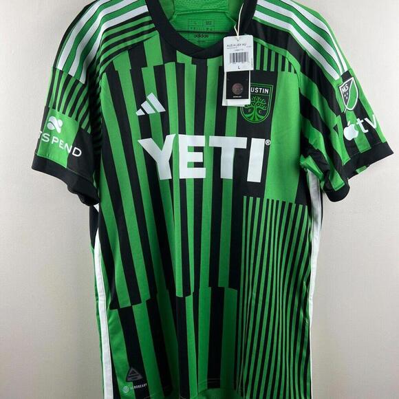 2023/24 Adidas Aeroready Austin FC MLS Soccer Jersey Mens L  Yeti Green & Black - Picture 1 of 9